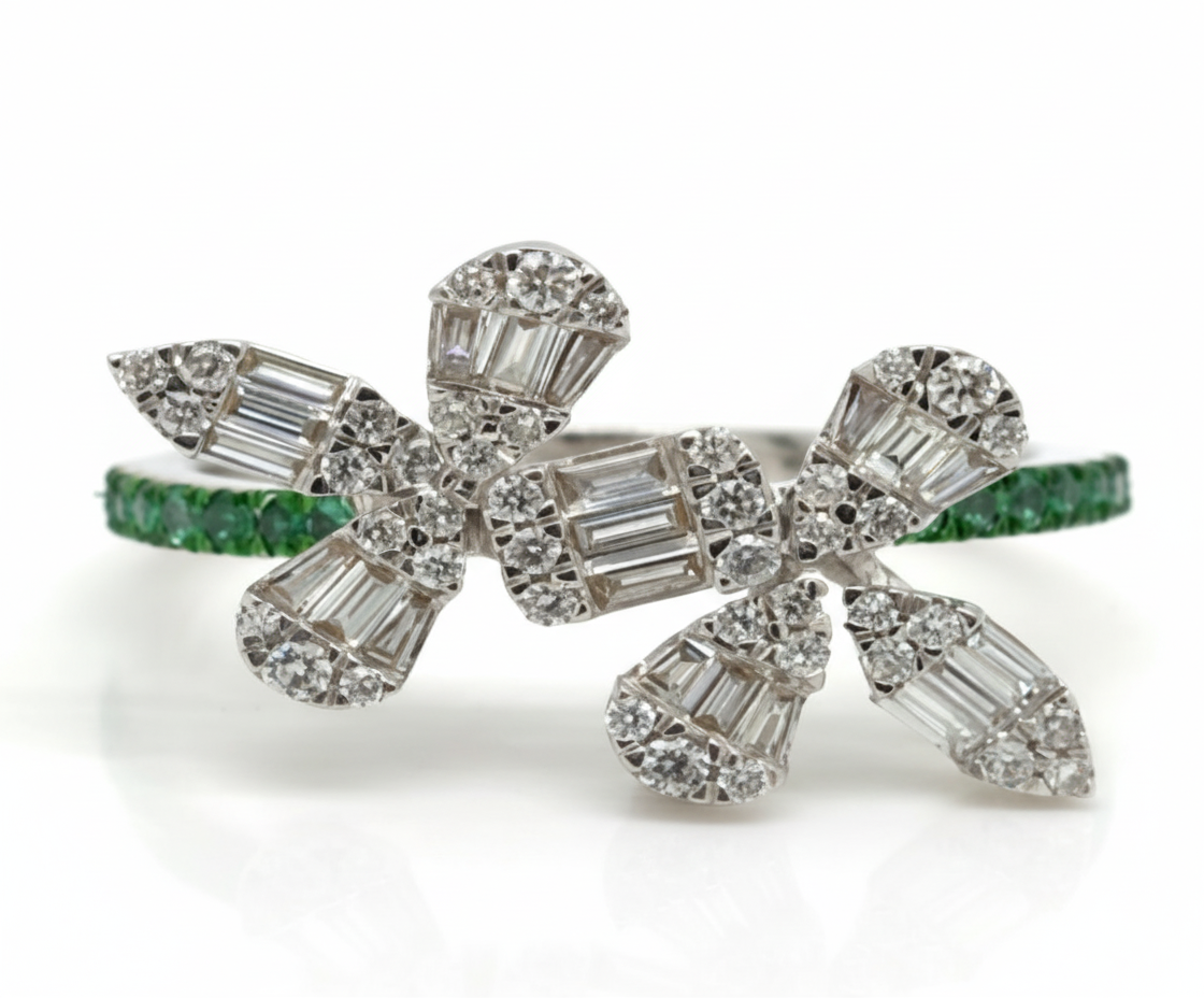 0.44 cts A Delicate Natural Diamond Ring in White Gold